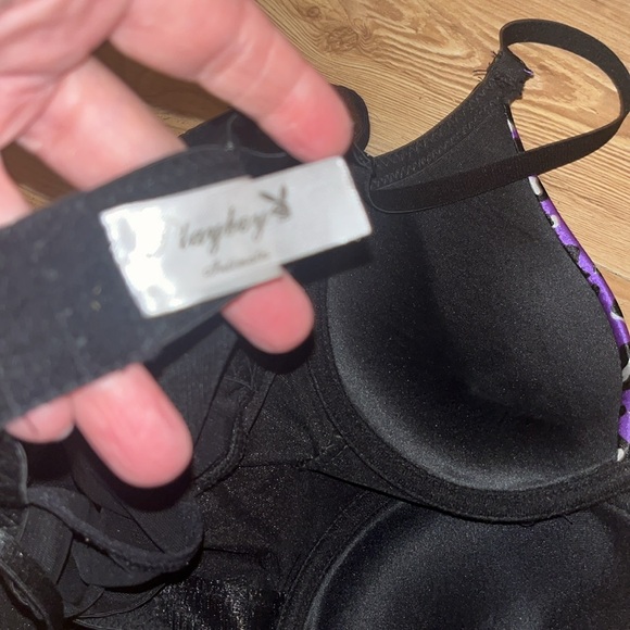 Playboy Intimates bustier top snap closure, adjustable straps, purple and black - Picture 6 of 10